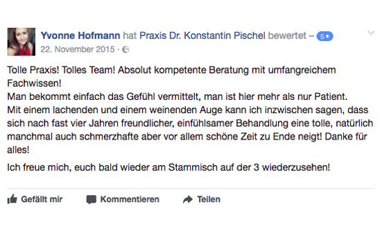 Zufriedene Kundin über Ihre Zahnspangenbehandlung bei Dr. Pischel Linz Wien